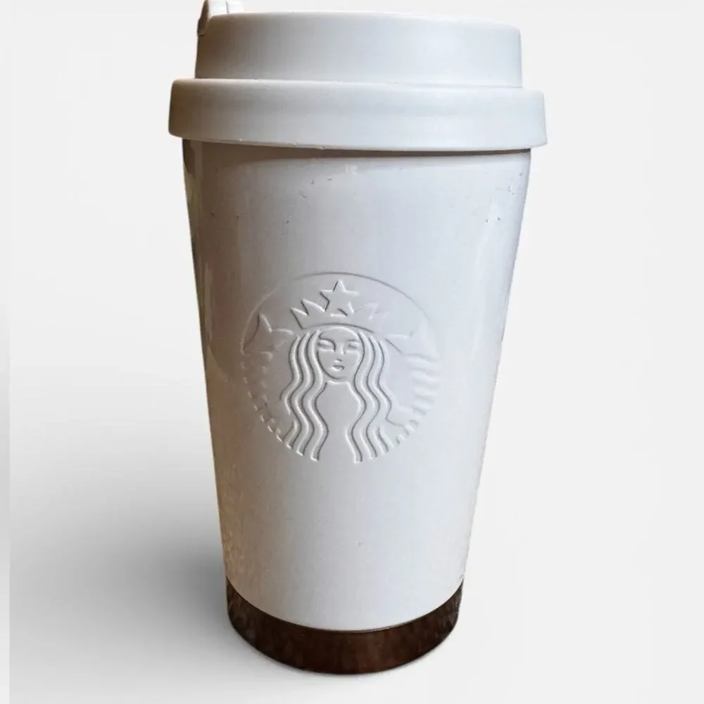 STARBUCKS Overseas 2017 SS White/ Gold To Go Cup Elma Tumbler Limited RARE